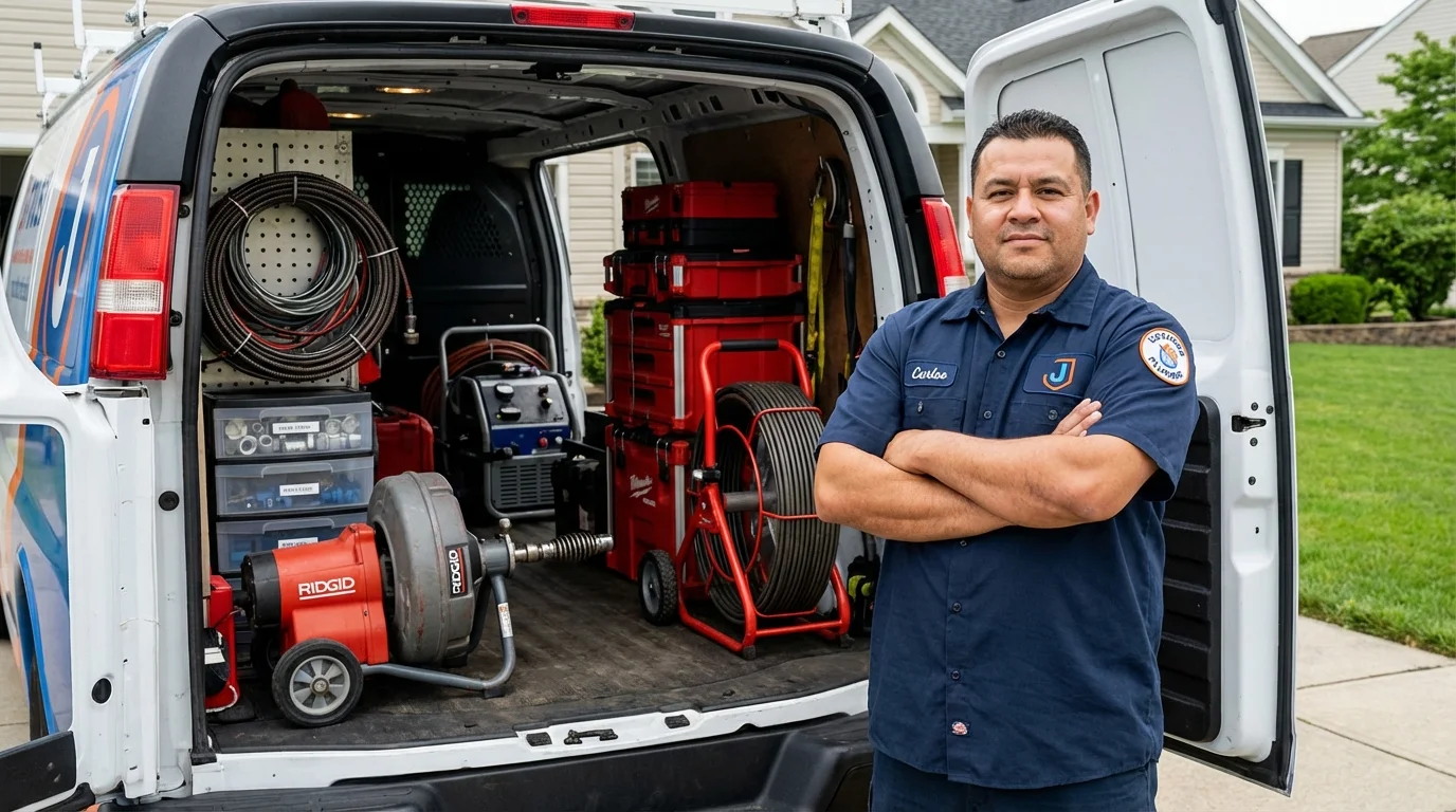 Professional drain cleaning equipment and Johns Plumbing LLC plumber in Hockessin