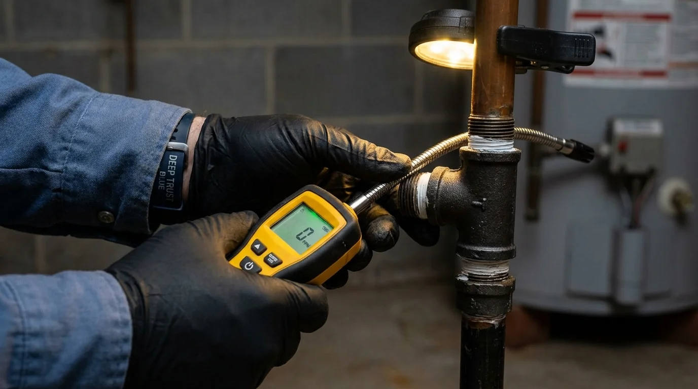 Gas leak detection with electronic sniffer by Johns Plumbing LLC in Hockessin